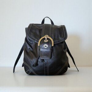 Vintage Coach Soho 3559 Black Leather Backpack Purse Drawstring Buckle